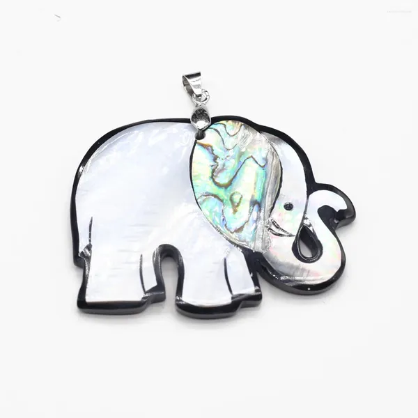 Colares Pingente Natural Mãe de Pérola Shell Cartoon Animal Elefante Encantos para Mulheres Homens Jóias Fazendo DIY Colar Acessório 40x50mm