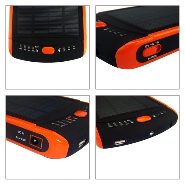 23000mAh Bateria Externa Solar 5V / 12V / 16V / 19V Notebook Phone Tablet Power Bank Com 10 Conectores De Laptop - Plugue Da UE.