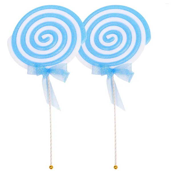 Decoração de festa 2 pcs lollipop po em forma de cena ornamentos adorno casamento adereços estátua modelo criativo plástico falso comida criança gigante