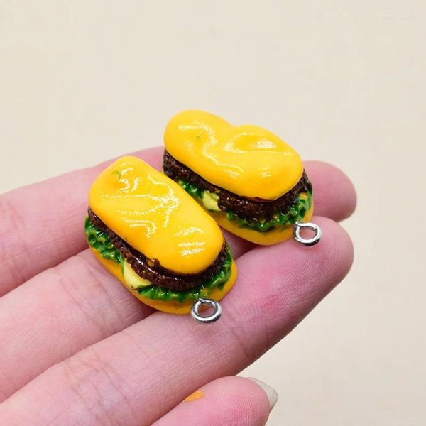 Ciondoli 10 pz Mini Cane Hamburger Resina Delizioso Manzo Ciondolo Divertente Per Orecchino Portachiavi Fai Da Te Artigianato Creazione di Gioielli