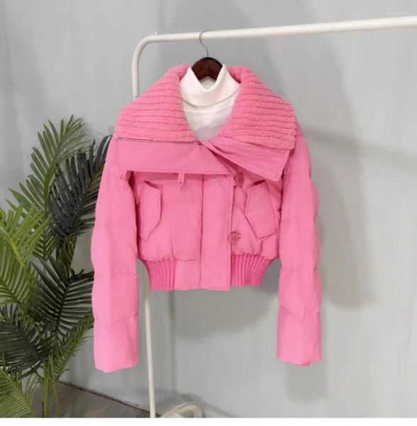 Trench da donna Giacca invernale Donne Short Parkas 2023 Design Agnello Wool Collar addensato Cappotto caldo Trend di pane alla moda coreana