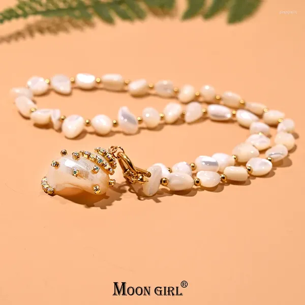 Colares Pingente Mãe de Pérola Beads Shell Colar Moda Strass Conch para Mulheres Praia Jóias Moon Girl Design