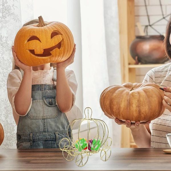 Piatti Festa di compleanno Carrello di zucca Contenitore di caramelle in metallo Decorazioni di fiori nuziali