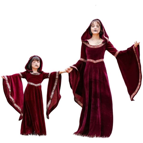 Costume di Halloween Donna Designer Costume Cosplay Costume di Halloween per bambini Costume da corte medievale per adulti Costume da cappellino rosso Costume da strega da vampiro