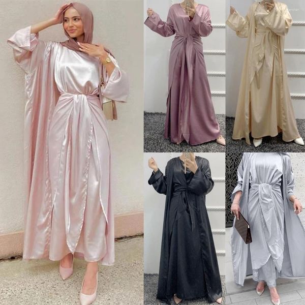 Roupas étnicas Abayas Africanas para Mulheres Vestidos Turcos 3 Peça Conjuntos Muçulmanos Hijab Vestido 2023 Aberto Abaya Dubai Islam Musulman Conjuntos