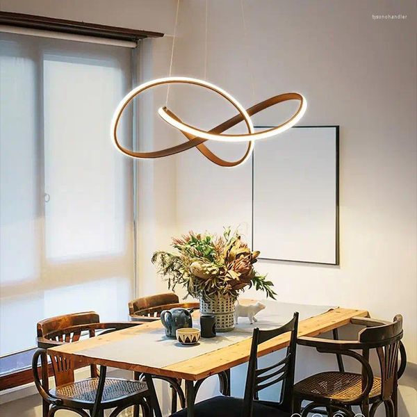 Lampadari Lampada a sospensione Lampadario artistico a led Decorazione della stanza luminosa Moderna creativa in acrilico Sala da pranzo rotonda Controllo della casa La decorazione vivente