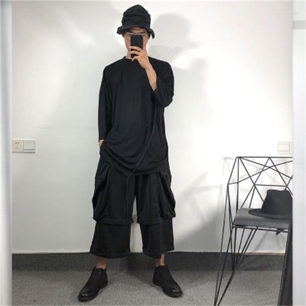 Herrenhose Herren Herbst Original Dark Wind Persönlichkeit Lose Große Taschen Acht-Punkt-Hose Designer Pure Color Wide Leg