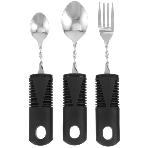 Conjuntos de louça 3 pcs talheres dobráveis utensílios adultos garfos talheres adaptáveis ponderados idosos de aço inoxidável pessoas com deficiência parkinson