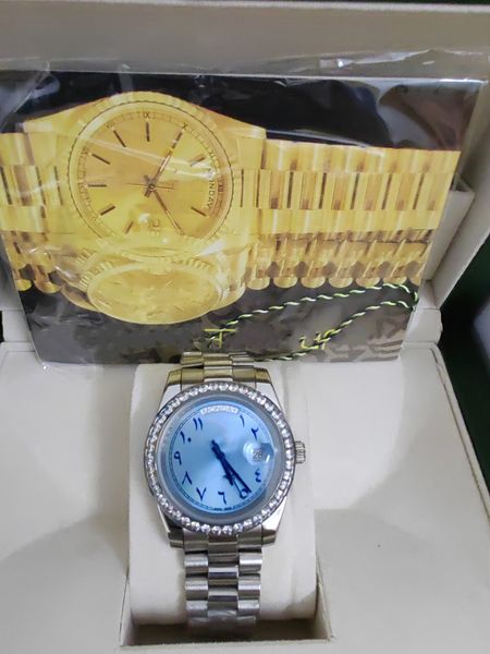 Com caixa original relógio de pulso de alta qualidade 218238 218206 218235 41mm moldura de diamante mostrador árabe pulseira de aço inoxidável relógio de pulso masculino automático 2024