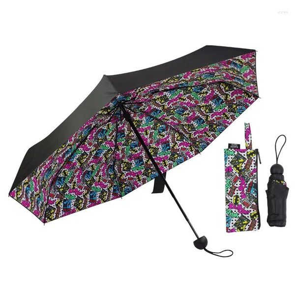 Зонты мини-складной зонт черный УФ-защита 99,9% с покрытием карманный дорожный женский маленький солнцезащитный подарок