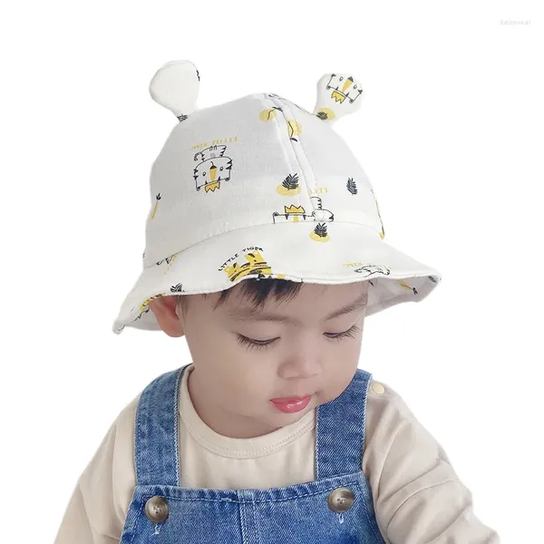 Berets Outdoor Sommer Weiche Baumwolle Eimer Hut Baby Panama Kappe Jungen Mädchen Cartoon Tier Niedlichen Ohr Säugling Kleinkind Fischer Hüte