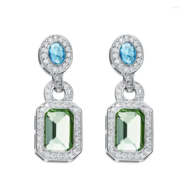 Ohrhänger, Vintage-Kristalle, für Damen, luxuriös, blau, grün, eleganter Schmuck, österreichischer Strass