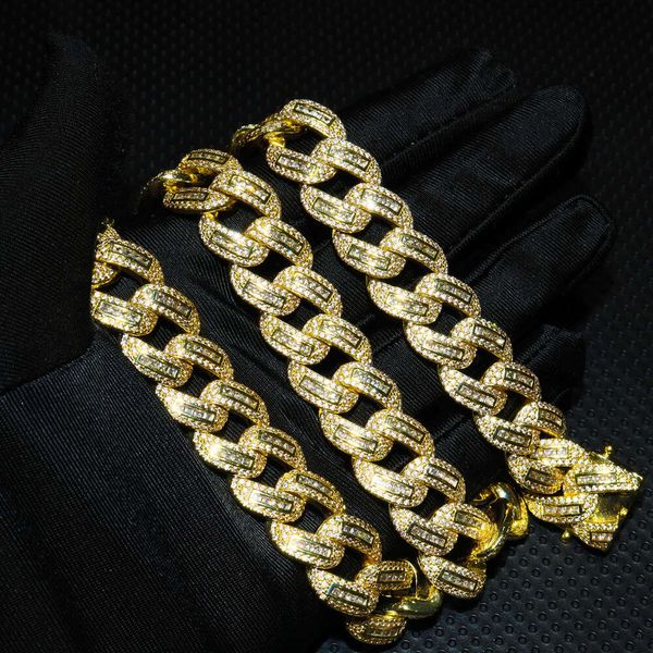 Venda quente moda americana hiphop colar925 pulseira de prata com cordão ajustável colares de jóias finas 18mm ouro