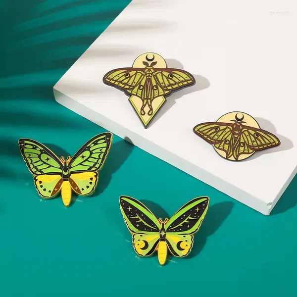 Broschen Fluoreszierende Schmetterling Harte Emaille Pins Benutzerdefinierte Insekten Motten Käfer Brosche Abzeichen Revers Zubehör Schmuck Geschenk Für Freund Großhandel