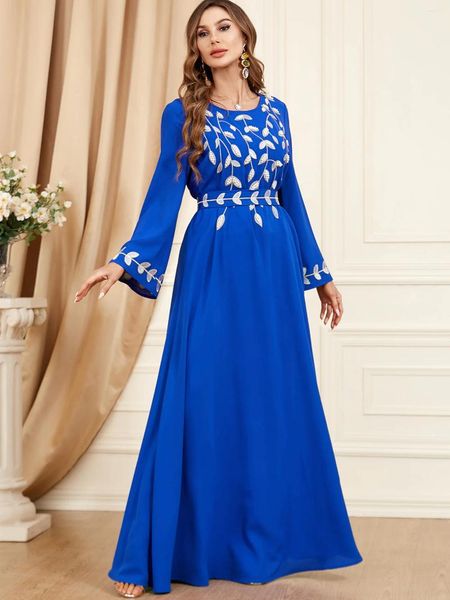 Ethnische Kleidung Frühling Muslimische Frauen Kleid Morocan Kaftan Langarm Türkei Dubai Pearl Embrodrier EAbaya Islamische Vestido Indien