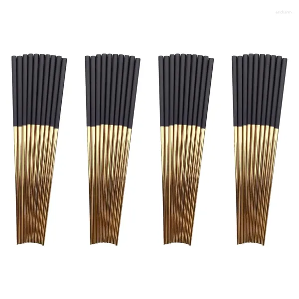 Pauzinhos 20 pares de aço inoxidável conjunto de ouro chinês preto metal chop sticks usados para sushi louça