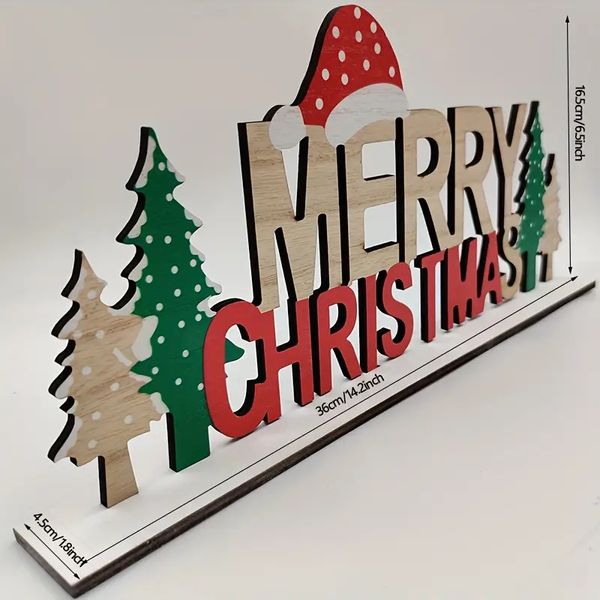 1 Stück, FROHE WEIHNACHTEN Holzdekoration, Frohe Weihnachten Briefkarte, Weihnachtsbaumbehang, Szenendekoration, Partyzubehör, Weihnachtsgeschenk, Heimdekoration