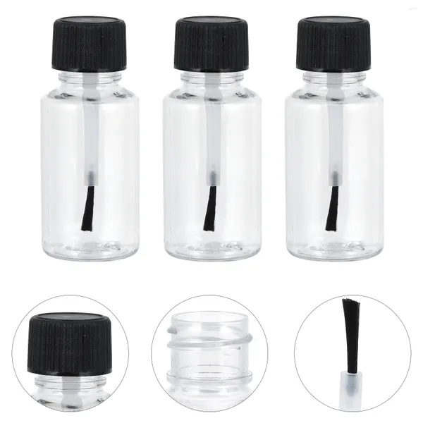 Aufbewahrungsflaschen, 6 Stück, leerer Nagellackspender, transparenter Kunststoff, Go-Behälter, Gel-Maniküre, Schwarz