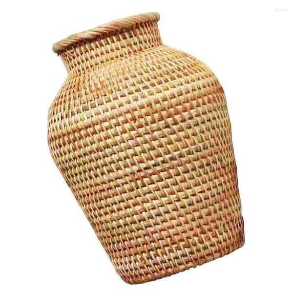 Vasi Vaso in rattan Vaso artigianale Fiore Inserto decorativo in tessuto Contenitore per ornamento da tavolo Home Novel Vasi in ceramica per interni
