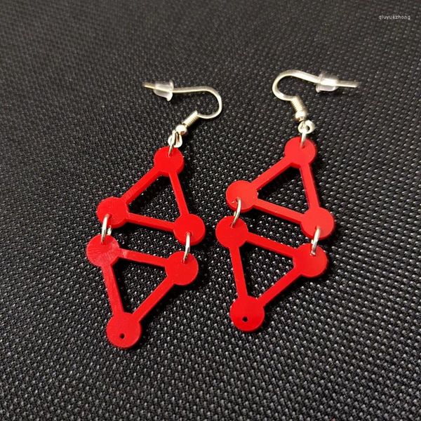 Baumelnde Ohrringe KUGUYS Jujutsu Kaisen Rotes Dreieck Tropfen für Frauen Trendiger geometrischer Schmuck Modeaccessoires