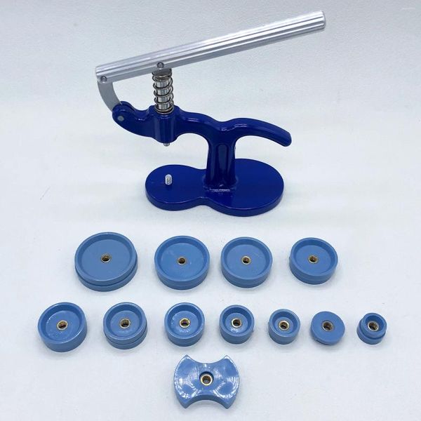 Kit di riparazione per orologi Set di strumenti per pressa posteriore Nylon Previene lo scivolamento 12 pezzi Custodia per matrici più vicina per strumenti da orologiaio