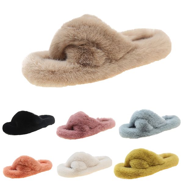 vendita calda pantofole invernali scarpe da donna con plateau scivoli in pelliccia sandali caldi da neve invernale kaki nero bianco rosa slippe in pelliccia scarpe da donna