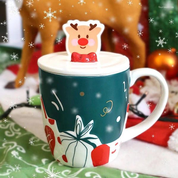 Tassen Weihnachtsbecher Cartoon Paar Paar Tasse Elch Schneemann Keramik mit Deckel Wasserset Hersteller