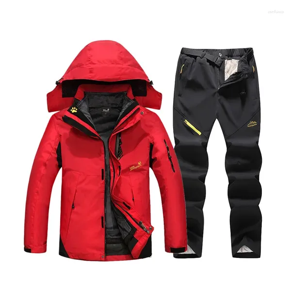 Jaquetas ao ar livre 2023 terno de esqui homens inverno grosso quente à prova de vento impermeável jaqueta de snowboard calças plus size 6xl