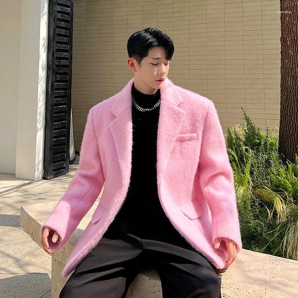 Erkekler Sonbahar Kış Yün Takım Ceket Erkekler Kadın Kore Sokak Giyim Moda Gevşek Sıradan Vintage Kalın Yün Ceket Blazers