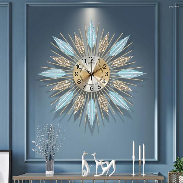 Wanduhren Luxus Hause Uhr Dekoration Elegante Quarz Wohnzimmer Runde Kunst Modernes Design Bunte Stille Saat Dekor