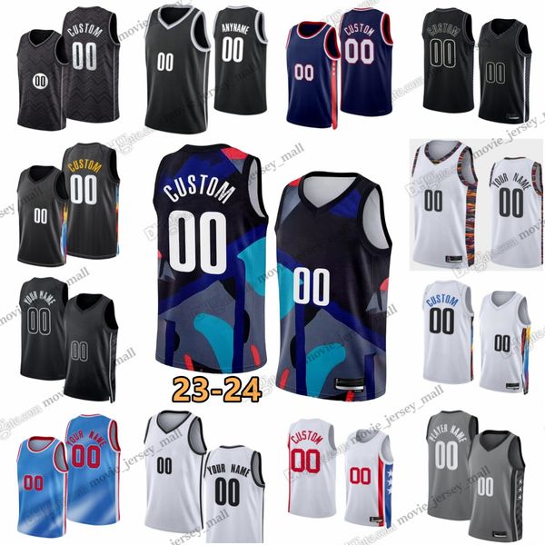 Personalizado Ben Simmons Cameron Johnson 2023-24 Novas camisas de basquete impressas Mikal Bridges Spencer Dinwiddie Dorian Finney-Smith Nic Claxton Royce Dariq Whitehead