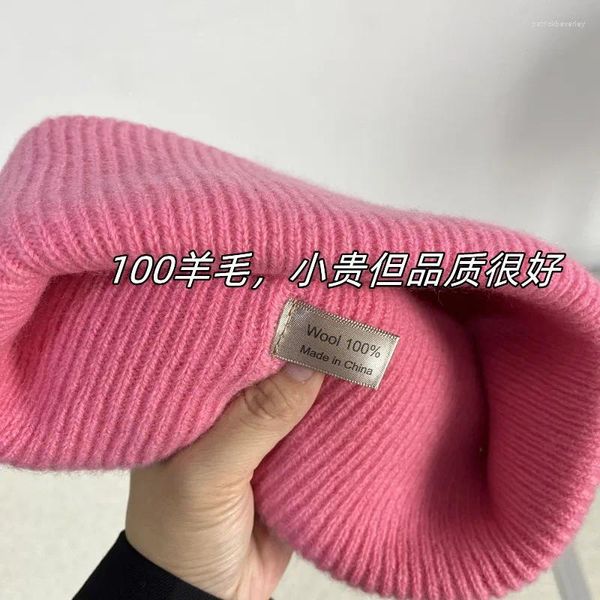 Berretti Cappello lavorato a maglia di lana per donna Berretti elastici caldi a testa grande invernale da donna Protezione per le orecchie autunnali all'aperto Gorras Drop