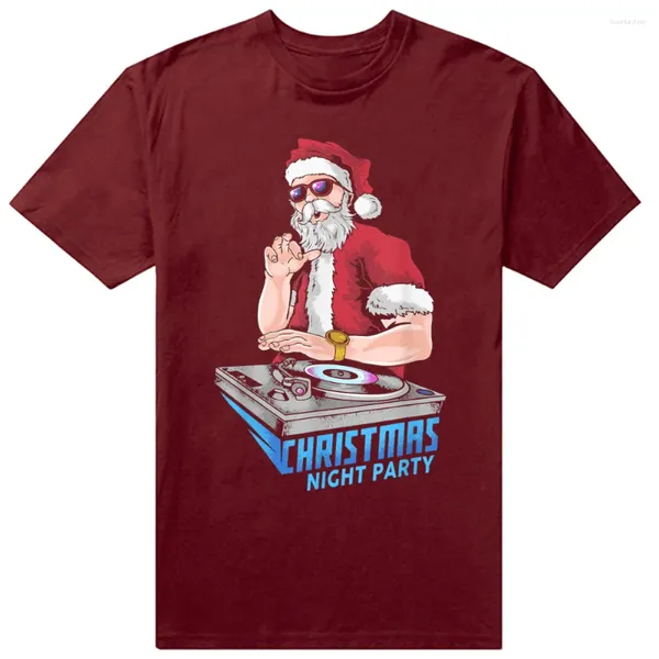 Camisetas masculinas Santa Hip Hop DJ Música Xmas Festa de Natal de Verão Gráfico de Algodão Streetwear Camiseta de Birthday Gretos de Manga Camiseta Homem Men