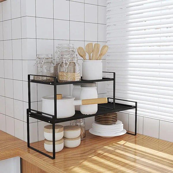 Conjunto de racks para potes de especiarias, armazenamento de cozinha, organizador, suporte de aço inoxidável, bancada, despensa