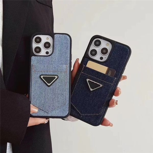 Custodia per telefono per designer di moda denim per IPhone 15promax 15pro 15 14 Pro Max 14pro 14 13promax 13pro 13 12 12pro Tasca per carte Uomo Donna Custodia per telefono di lusso Proteggi Shell