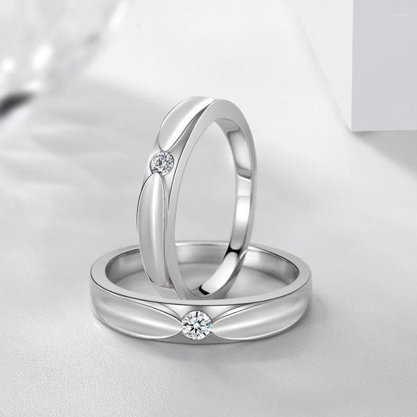 Eheringe 2 teile/satz Einstellbare Herzförmige Brief Kupfer Überzogene Platin Kristall Paar Ring Männer Frauen Schmuck Großhandel Drop