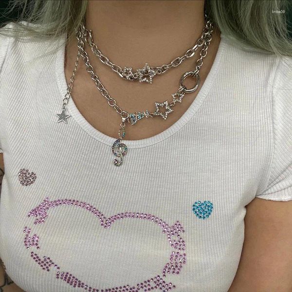 Ожерелья с подвесками в Европе и США, комбинированное ожерелье в стиле панк-звезда с нотой, модное милое прохладное ветровое ключичное женское ювелирное изделие