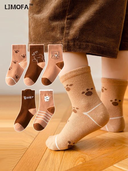 Calcetines para niños LJMOFA 5 pares lindos niños niñas calcetines otoño dibujos animados oso pata algodón niño nacido niño calcetines ropa de bebé accesorios C165B 231021