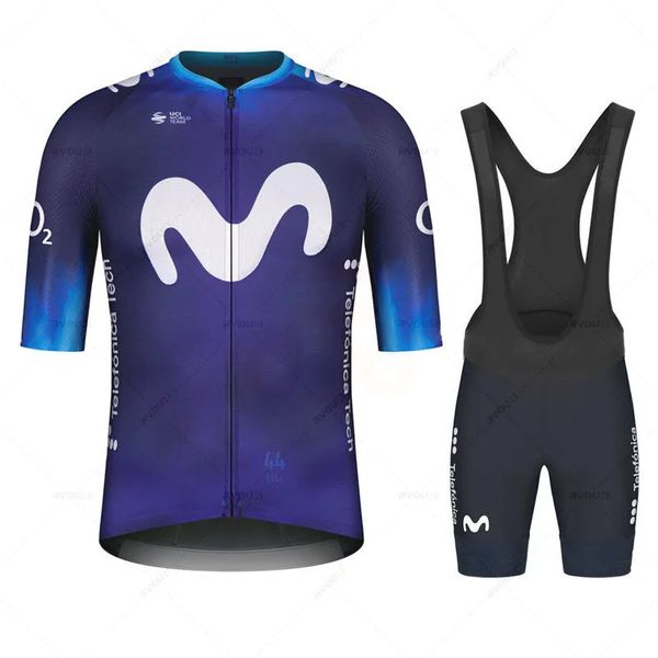 Conjuntos de camisa de ciclismo respirável anti-uv verão movistar equipe conjunto de camisa de ciclismo esporte mtb bicicleta jerseys roupas de bicicleta masculina maillot ciclismo hombre 231021