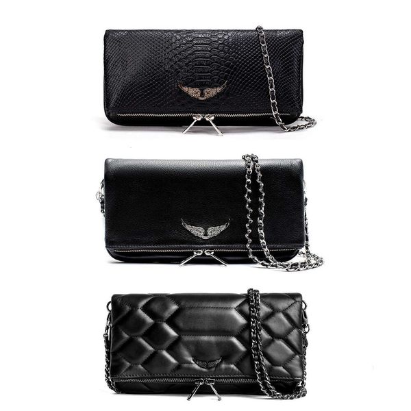 Pochette Rock Swing Your Wings Bag Zadig Voltaire Womens Tote Bolsa Ombro Designer Homem Genuíno Couro Wing Chain Luxo Moda Embreagem Flap Cross Body Bagsk3