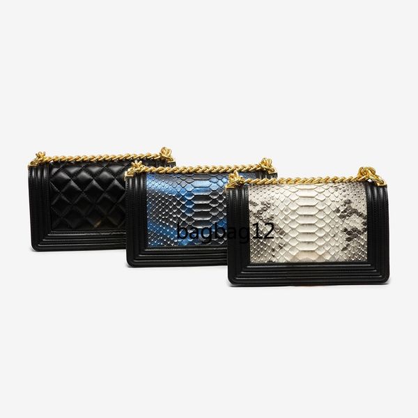 Dersigner Çanta Şık ve Lüks Python Cilt Omuz Çantası, Kadınlar İçin Crossbody Bag, Baharatlı Anne Çantası, Zincir Kayış Küçük Kare Çanta Çanak Çantası