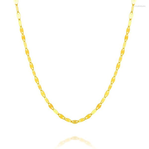 Ketten MADALENA SARARA Pure 18k Yellow Tile Chain Style Gold Fish Lip Halskette 16