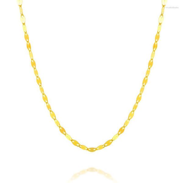 Correntes MADALENA SARARA Pure 18k Yellow Tile Chain Estilo Gold Fish Lip Colar 16