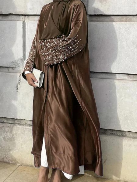 Этническая одежда Ид кимоно Абая Дубай Роскошные вечерние платья Кафтан Бисероплетение Мусульманский хиджаб Платье Открытые Абаи для женщин Турция Исламская скромная одежда