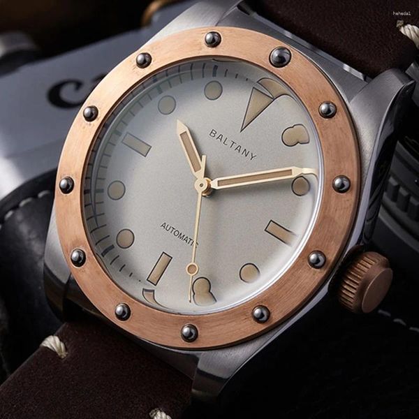 Armbanduhren Original Design Automatische Mechanische Uhr Für Männer NH38 Selbstaufzug Bronze 200M Wasserdicht Leuchtende Retro Business Armbanduhr