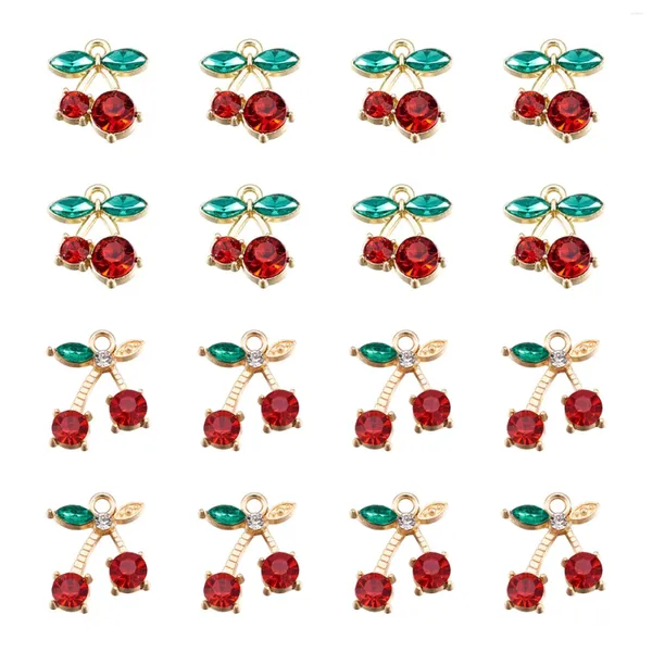 Kolye Kolyeleri 40 PCS/Kutu Kiraz Şekli Alaşım Cam Rhinestone Seyirler Küpeler Kolye DIY Mücevher için Parlayan Takılar El yapımı