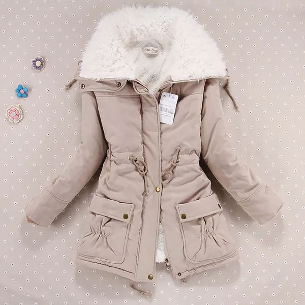 Womens Wool Blends Women Winter Jacket Chifke Hooded Capuz Long Down Coat Slim Fit Hair Collar Cotton Padded Coats 231021