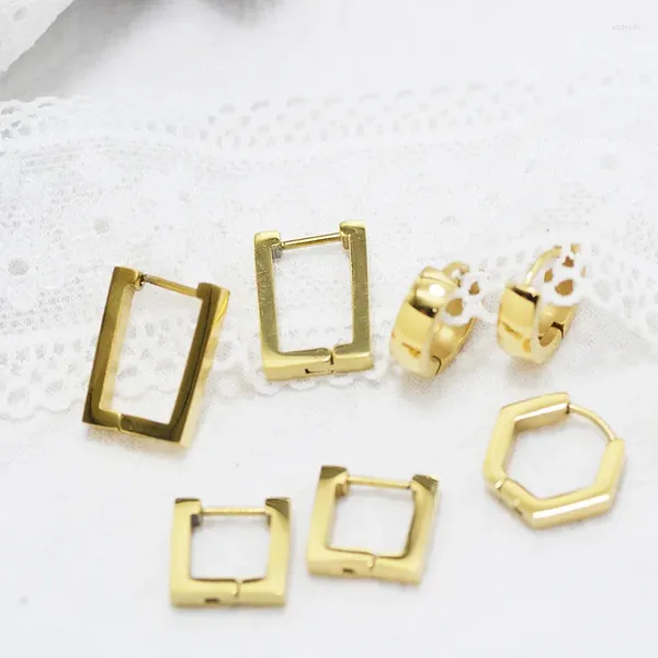 Çember küpeler klasik paslanmaz çelik geometrik altın metal minimalist cazibe mücevher bijoux femme hediyesi