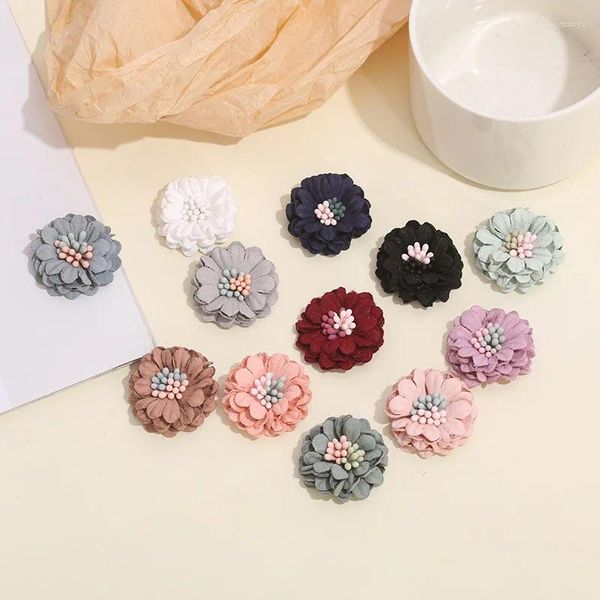 Аксессуары для волос 5 шт./лот 3 см DIY ткань цветок микрофибра броши ручной работы цветы одежда