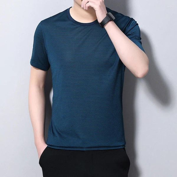 Erkek Tişörtleri İpek Mulberry Kısa Kollu T-Shirt Yaz Yarım İş İnce Yuvarlak Boyun Serin Ceket